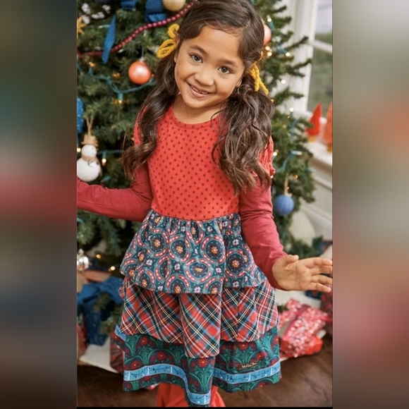 Matilda Jane Other - Matilda Jane Size‎ 14 Girls Jolly Holiday Dress Wreaths Polka Dot Plaid Floral